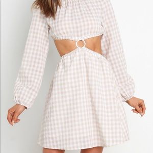 NWT: Cut Out Beige Gingham Dress from Petal and Pup